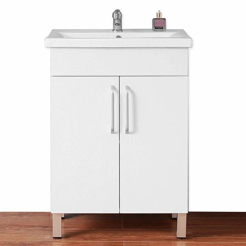 Nouveau 🥰 AICA Sanitaire meuble avec 2 portes couleur blanc, meuble avec pied, lavabo en céramique ❤️ 4 Nouveau 🥰 AICA Sanitaire meuble avec 2 portes couleur blanc, meuble avec pied, lavabo en céramique ❤️ – Image 2