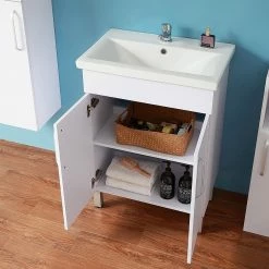Nouveau 🥰 AICA Sanitaire meuble avec 2 portes couleur blanc, meuble avec pied, lavabo en céramique ❤️ 11 Nouveau 🥰 AICA Sanitaire meuble avec 2 portes couleur blanc, meuble avec pied, lavabo en céramique ❤️ -Accessoires pour la maison Soldes 4764075264069 3