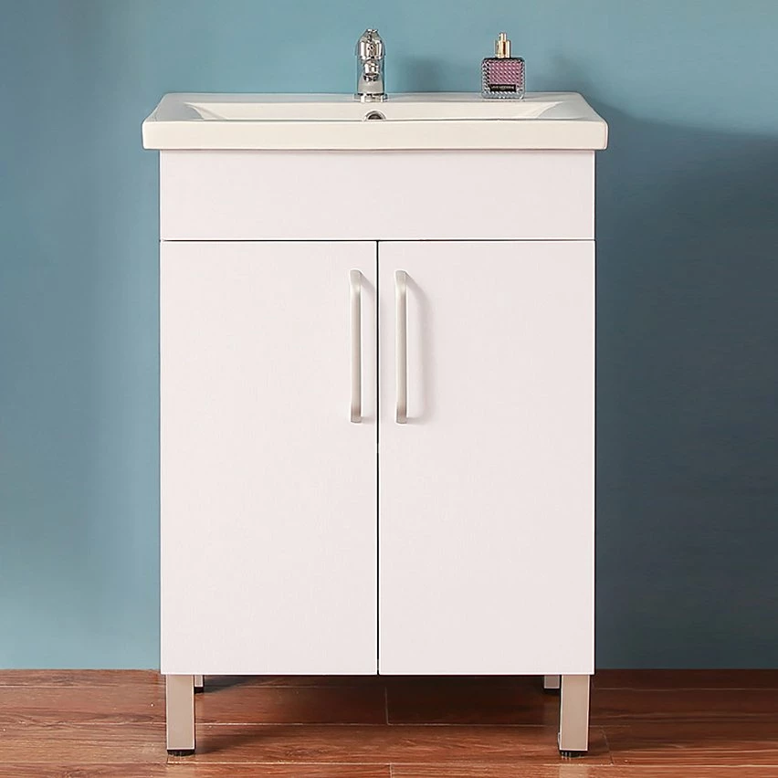 Nouveau 🥰 AICA Sanitaire meuble avec 2 portes couleur blanc, meuble avec pied, lavabo en céramique ❤️ 6 Nouveau 🥰 AICA Sanitaire meuble avec 2 portes couleur blanc, meuble avec pied, lavabo en céramique ❤️ – Image 4