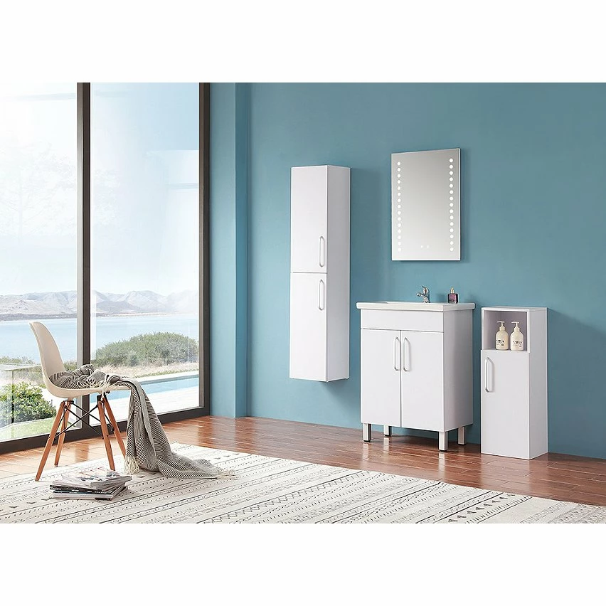 Nouveau 🥰 AICA Sanitaire meuble avec 2 portes couleur blanc, meuble avec pied, lavabo en céramique ❤️ 7 Nouveau 🥰 AICA Sanitaire meuble avec 2 portes couleur blanc, meuble avec pied, lavabo en céramique ❤️ – Image 5