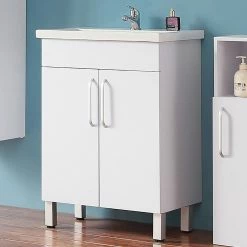 Nouveau 🥰 AICA Sanitaire meuble avec 2 portes couleur blanc, meuble avec pied, lavabo en céramique ❤️ 15 Nouveau 🥰 AICA Sanitaire meuble avec 2 portes couleur blanc, meuble avec pied, lavabo en céramique ❤️ -Accessoires pour la maison Soldes 4764075264069 7