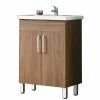 Acheter 😀 AICA Sanitaire meuble avec 2 portes couleur noyer, meuble avec pied, lavabo en céramique 🤩