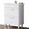 Le moins cher ⭐ AICA Sanitaire meuble sous vasque deux tiroirs blanc avec pied, lavabo leger en céramique 🛒 -Accessoires pour la maison Soldes 4764075264113 1