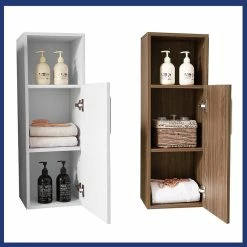 Acheter ⌛ AICA Sanitaire armoire de rangement noyer avec une niche ouvert + une porte 30 x 26,8 x 85 cm 😀 -Accessoires pour la maison Soldes 4764075264175 4