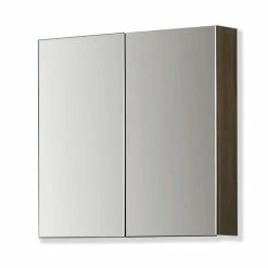 Nouveau 🤩 AICA Sanitaire meuble haute couleur noyer avec miroir, miroir de salle de bain avec placard derrière 🛒