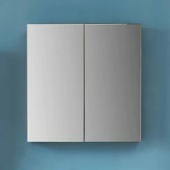 Nouveau 🤩 AICA Sanitaire meuble haute couleur noyer avec miroir, miroir de salle de bain avec placard derrière 🛒 -Accessoires pour la maison Soldes 4764075264199 4