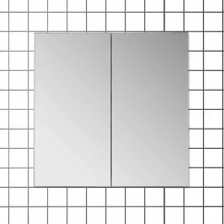 Nouveau 🤩 AICA Sanitaire meuble haute couleur noyer avec miroir, miroir de salle de bain avec placard derrière 🛒 -Accessoires pour la maison Soldes 4764075264199 7