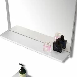 Meilleur prix ✨ AICA Sanitaire Étagère en bois couleur blanc avec miroir 60 x 12 x 50 cm 🔔 -Accessoires pour la maison Soldes 4764075264205 5