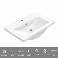 Bon marché 🥰 AICA Sanitaire meuble deux portes sousvasque anthracite,lavabo en résine à base de poudre de pierre ⭐ -Accessoires pour la maison Soldes 4764075264267 6