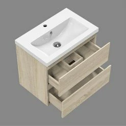 Bon marché 🌟 AICA Sanitaire meuble de salle de bain avec deux tiroirs chêne clair, 60 x 38,5 x 45 cm 🛒 -Accessoires pour la maison Soldes 4764075264311 5