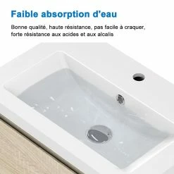 Bon marché 🌟 AICA Sanitaire meuble de salle de bain avec deux tiroirs chêne clair, 60 x 38,5 x 45 cm 🛒 -Accessoires pour la maison Soldes 4764075264311 6