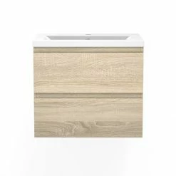 Bon marché 🌟 AICA Sanitaire meuble de salle de bain avec deux tiroirs chêne clair, 60 x 38,5 x 45 cm 🛒 -Accessoires pour la maison Soldes 4764075264311 7