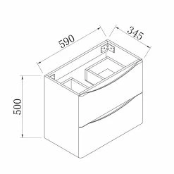 Sortie 👍 AICA Sanitaire meuble de salle de bain - style scandinave avec deux tiroirs, 59 x 34,5 x 50 cm ⭐ -Accessoires pour la maison Soldes 4764075264328 3