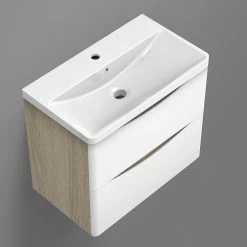Sortie 👍 AICA Sanitaire meuble de salle de bain - style scandinave avec deux tiroirs, 59 x 34,5 x 50 cm ⭐ -Accessoires pour la maison Soldes 4764075264328 5
