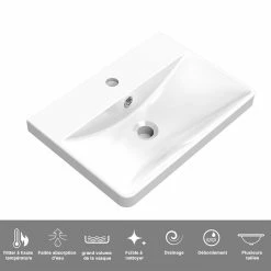 Tout neuf 😀 AICA Sanitaire meuble de salle de bain - style scandinave avec deux tiroirs, 49,5 x 34,5 x 50 cm 🎁 -Accessoires pour la maison Soldes 4764075264342 6