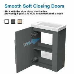 Coupon 😍 AICA Sanitaire meuble-lavabo avec une porte anthrcite, 44 x 23 x 60 cm 🎁 -Accessoires pour la maison Soldes 4764075264397 5