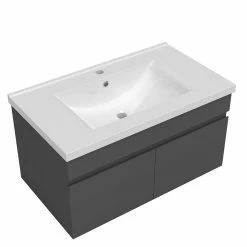 Top 10 🛒 AICA Sanitaire meuble de salle de bain + 2 vasques en céramique 4 tiroirs, mobilier couleur chêne 🥰 -Accessoires pour la maison Soldes 4764075264458 5
