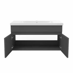 Top 10 🛒 AICA Sanitaire meuble de salle de bain + 2 vasques en céramique 4 tiroirs, mobilier couleur chêne 🥰 -Accessoires pour la maison Soldes 4764075264458 6