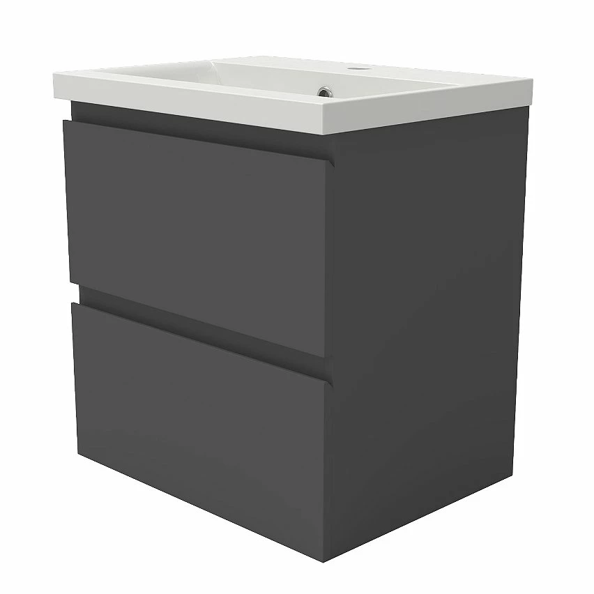 Meilleure vente 👍 AICA Sanitaire meuble de rangement couleur anthracite avec 2 tiroirs et un vasque en céramique 💯 3 Meilleure vente 👍 AICA Sanitaire meuble de rangement couleur anthracite avec 2 tiroirs et un vasque en céramique 💯