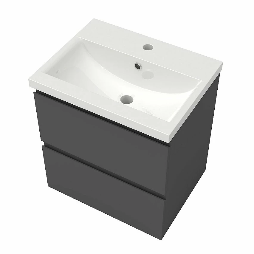 Meilleure vente 👍 AICA Sanitaire meuble de rangement couleur anthracite avec 2 tiroirs et un vasque en céramique 💯 5 Meilleure vente 👍 AICA Sanitaire meuble de rangement couleur anthracite avec 2 tiroirs et un vasque en céramique 💯 – Image 3