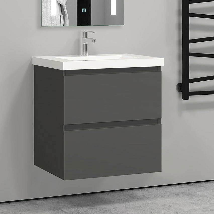 Meilleure vente 👍 AICA Sanitaire meuble de rangement couleur anthracite avec 2 tiroirs et un vasque en céramique 💯 7 Meilleure vente 👍 AICA Sanitaire meuble de rangement couleur anthracite avec 2 tiroirs et un vasque en céramique 💯 – Image 5
