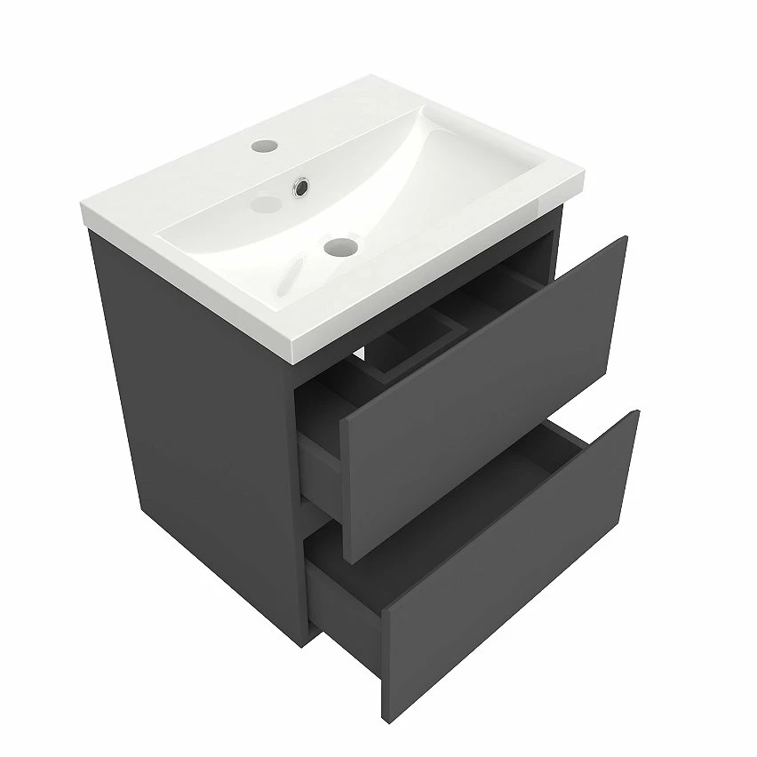 Meilleure vente 👍 AICA Sanitaire meuble de rangement couleur anthracite avec 2 tiroirs et un vasque en céramique 💯 8 Meilleure vente 👍 AICA Sanitaire meuble de rangement couleur anthracite avec 2 tiroirs et un vasque en céramique 💯 – Image 6