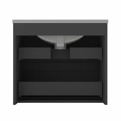 Meilleure vente 🌟 AICA Sanitaire meuble de salle de bain anthracite suspendu, meuble 2 tiroirs + Vasque en céramique ❤️ -Accessoires pour la maison Soldes 4764075264571 6