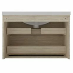 Top 10 😉 AICA Sanitaire meuble de couleur chêne suspendu de salle de bain, 2 tirois, vasque en céramique. 🎁 -Accessoires pour la maison Soldes 4764075264618 6