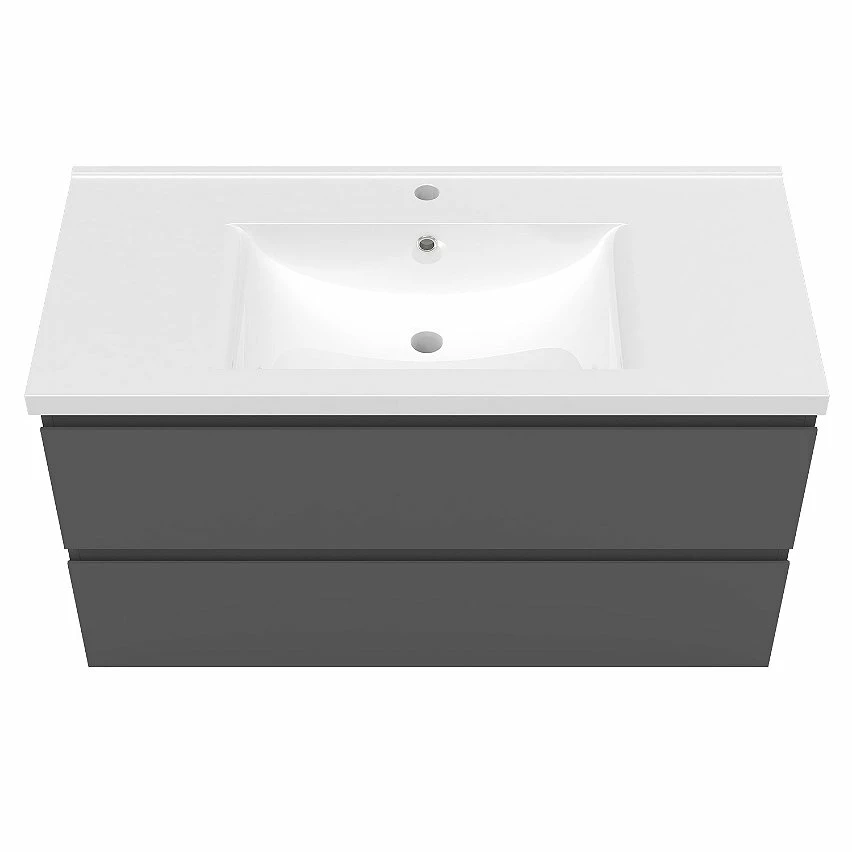 De gros 😉 AICA Sanitaire meuble avec un plan vasque en céramique, meuble suspendu 100cm, couleur anthracite ✨ 4 De gros 😉 AICA Sanitaire meuble avec un plan vasque en céramique, meuble suspendu 100cm, couleur anthracite ✨ – Image 2