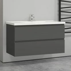 De gros 😉 AICA Sanitaire meuble avec un plan vasque en céramique, meuble suspendu 100cm, couleur anthracite ✨ 10 De gros 😉 AICA Sanitaire meuble avec un plan vasque en céramique, meuble suspendu 100cm, couleur anthracite ✨ -Accessoires pour la maison Soldes 4764075264632 3