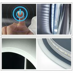 Le moins cher 😍 AICA Sanitaire miroir salle de bain, miroir arrondi salle de bain, miroir art décor chambre, miroir rond antibuée avec éclairage, miroir étanche ⌛ -Accessoires pour la maison Soldes 4764075265172 4 1