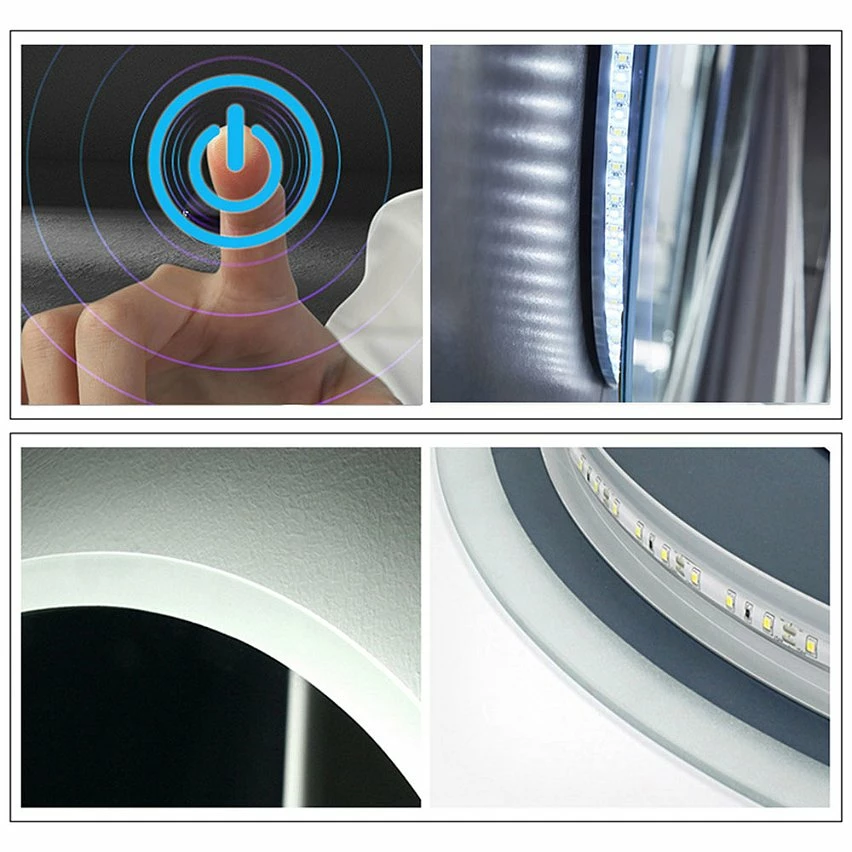 Nouveau 💯 AICA Sanitaire miroir salle de bain, miroir style parisienne, miroir arrondi avec éclairage salle de bain, miroir rond antibuée étanche 😀 6 Nouveau 💯 AICA Sanitaire miroir salle de bain, miroir style parisienne, miroir arrondi avec éclairage salle de bain, miroir rond antibuée étanche 😀 – Image 4