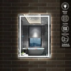Remise 🌟 AICA Sanitaire Miroir antibuée avec interrupteur tactile + commande unique + lumière blanche 6000k + 80 x 4 x 60 cm (L x P x H) 😀 -Accessoires pour la maison Soldes 4764075265226 2 5