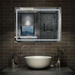 Acheter 🔔 AICA Sanitaire Miroir antibuée avec interrupteur tactile + commande unique + lumière blanche 6000k + 120 x 4 x 80 cm (L x P x H) 🤩 -Accessoires pour la maison Soldes 4764075265318 4 1