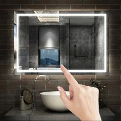 Meilleure vente 🔔 AICA Sanitaire miroir salle de bain, miroir étanche très leger, miroir antibuée avec interrupteur tactile, lumière blanc 6000k 1314 🌟 -Accessoires pour la maison Soldes 4764075265356 4