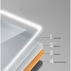 De gros 🎁 AICA Sanitaire Aica Miroir de Salle de Bain Anti-buée Miroir Lumineux LED Vertical ou Horizontal Blanc Froid , Interrupteur Tactile 60 * 80cm 😀 -Accessoires pour la maison Soldes 4764075296305 3