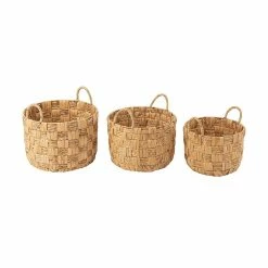 Offres 💯 Calicosy Set de 3 paniers ronds en jacinthe d'eau naturelle 🧨 -Accessoires pour la maison Soldes 5400924111304 3