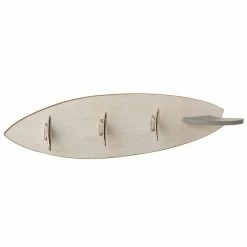 Coupon 🔔 Paris prix Patère Murale en Bois "Surf" 66cm Beige & Argent ⌛