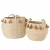 Coupon 👍 Paris prix Lot de 2 Paniers Déco "Pompons" 40cm Naturel 🔔 -Accessoires pour la maison Soldes 5400924123796 1