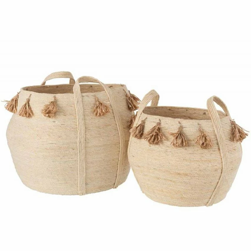 Coupon 👍 Paris prix Lot de 2 Paniers Déco "Pompons" 40cm Naturel 🔔 3 Coupon 👍 Paris prix Lot de 2 Paniers Déco "Pompons" 40cm Naturel 🔔