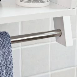 Budget 🤩 SoBuy® FRG117-W Etagère murale Porte-serviettes salle de bain toilettes avec 2 tablettes 😉 -Accessoires pour la maison Soldes 6900021377652 6