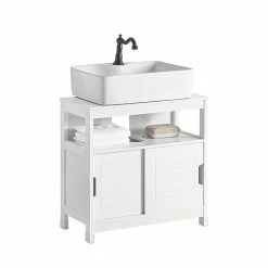 Accessoires pour la maison Soldes 15 Vente flash 🧨 SoBuy® FRG128-W Meuble Sous-Lavabo Meuble de Salle de Bain Vasque 😉