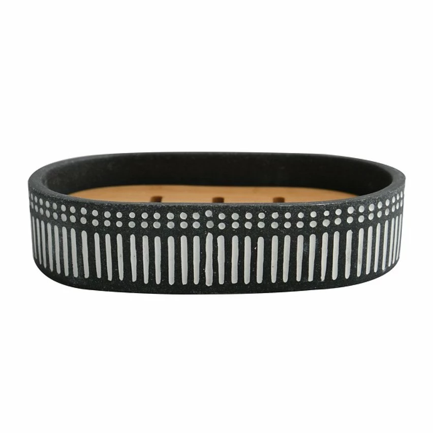 De gros 👏 Spirella Porte savon Polyrésine & Bambou YUMA Gris Foncé & Blanc ✔️ 3 De gros 👏 Spirella Porte savon Polyrésine & Bambou YUMA Gris Foncé & Blanc ✔️