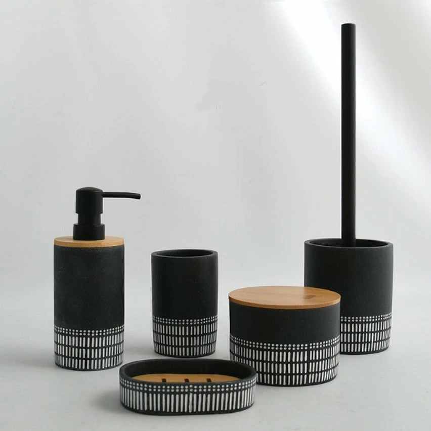 De gros 👏 Spirella Porte savon Polyrésine & Bambou YUMA Gris Foncé & Blanc ✔️ 4 De gros 👏 Spirella Porte savon Polyrésine & Bambou YUMA Gris Foncé & Blanc ✔️ – Image 2