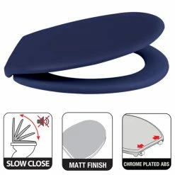 Nouveau 🎁 Spirella Abattant WC Thermo Dur NEELA Bleu Foncé Mat - Charnières ABS Chromé ❤️ -Accessoires pour la maison Soldes 7610583213006 2