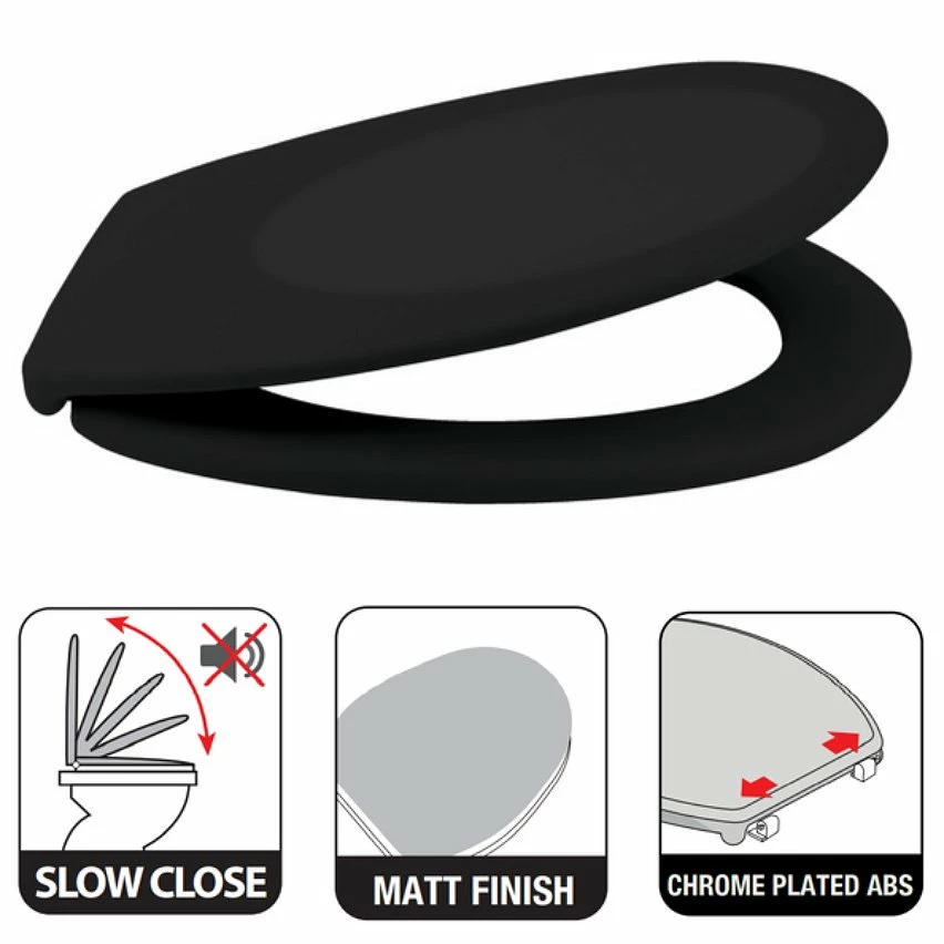 Budget 🔥 Spirella Abattant WC Thermo Dur NEELA Noir Mat - Charnières ABS Chromé 🧨 4 Budget 🔥 Spirella Abattant WC Thermo Dur NEELA Noir Mat - Charnières ABS Chromé 🧨 – Image 2