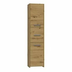 Grosses soldes 🧨 Hucoco VERONA - Armoire de salle de bains - 170x40x30 cm - Meuble colonne de rangement salle de bains toilette - Chêne 🛒