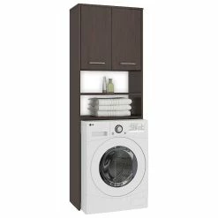 De gros 😍 Hucoco LENA - Meuble pour machine à laver 180x64x30 cm - Espace de rangement buanderie lave linge salle de bain - Wenge ⭐