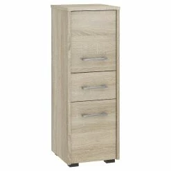 Vente flash 😀 Hucoco ASTORIA - Armoire Colonne de salle de bain moderne 85x30x30cm - Meuble de rangement pour salle de bain - Tiroir + 2 portes - Sonoma 🤩