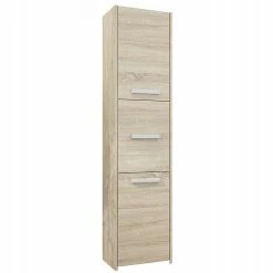 Bon marché 🛒 Hucoco MOSTAR - Meuble Colonne de salle de bain 30x30x170 - Rangement salle de bain - Armoire Toilette - Sonoma 💯